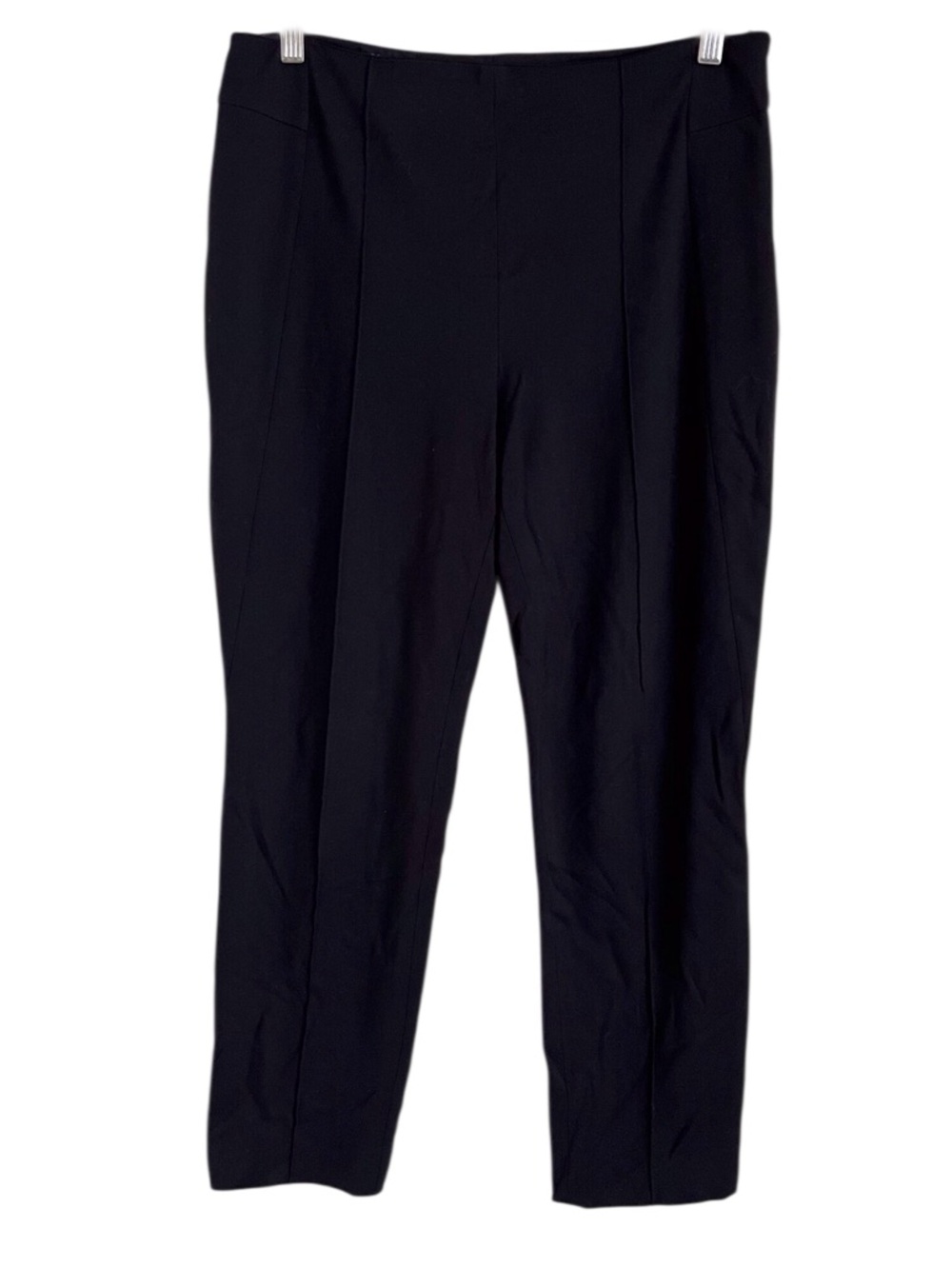 Escada Black Slim Straight Knit Pants Pintuck Pleat Quiet Luxury Minimal Size 40
